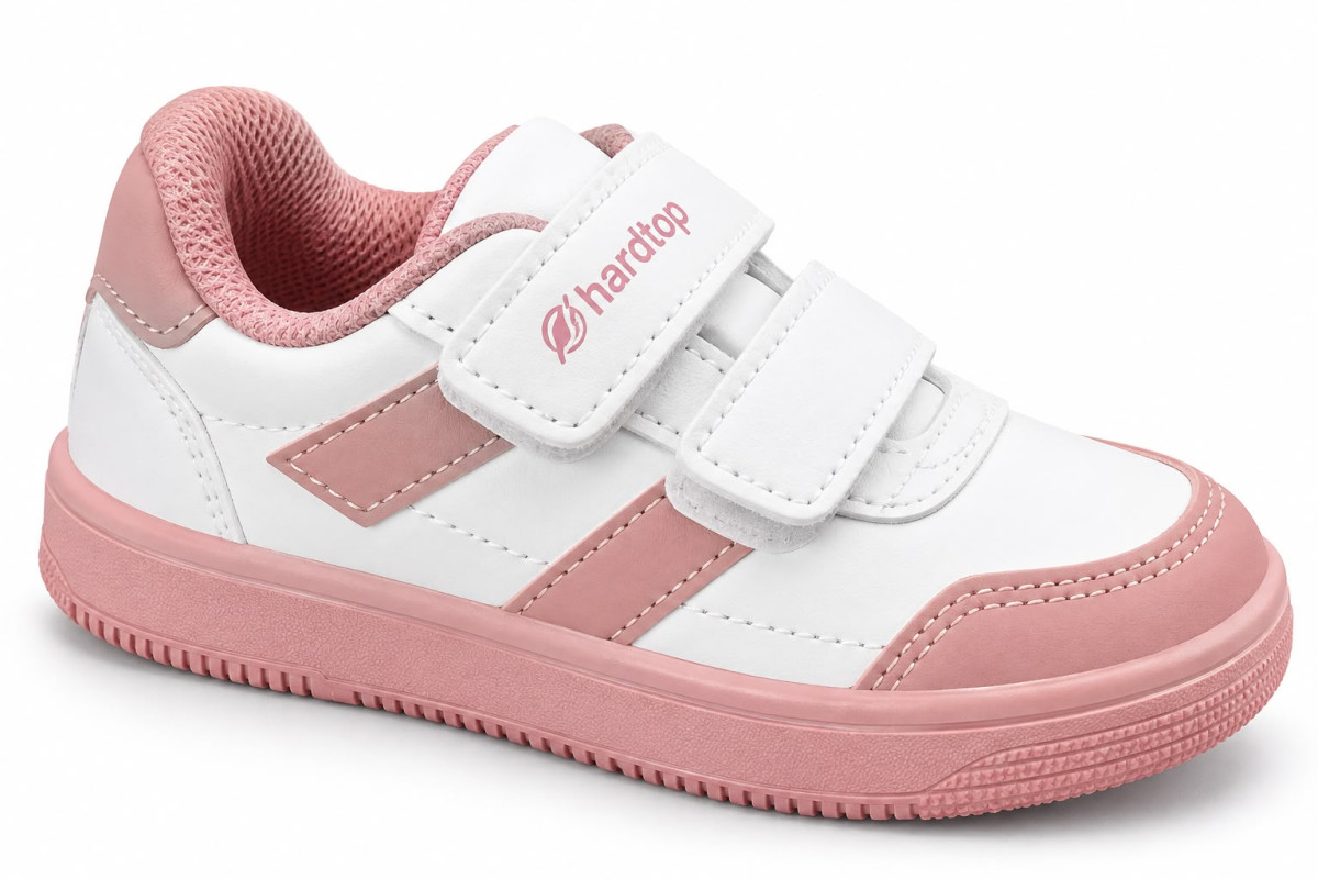 Zapatilla HardTop con Abrojo Blanca/Rosa