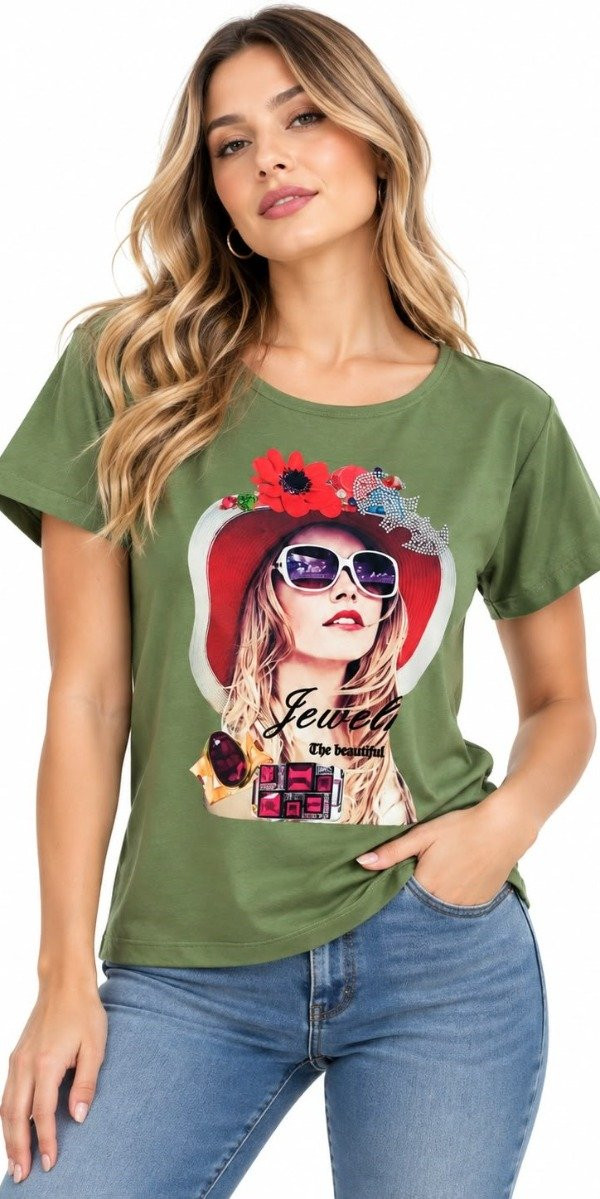 Remera Lara Estampa Chica Sombrero