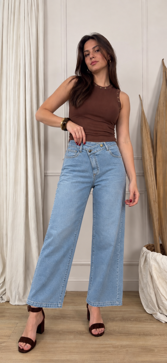 Pantalon Service PT Wide Leg cintura cruzada