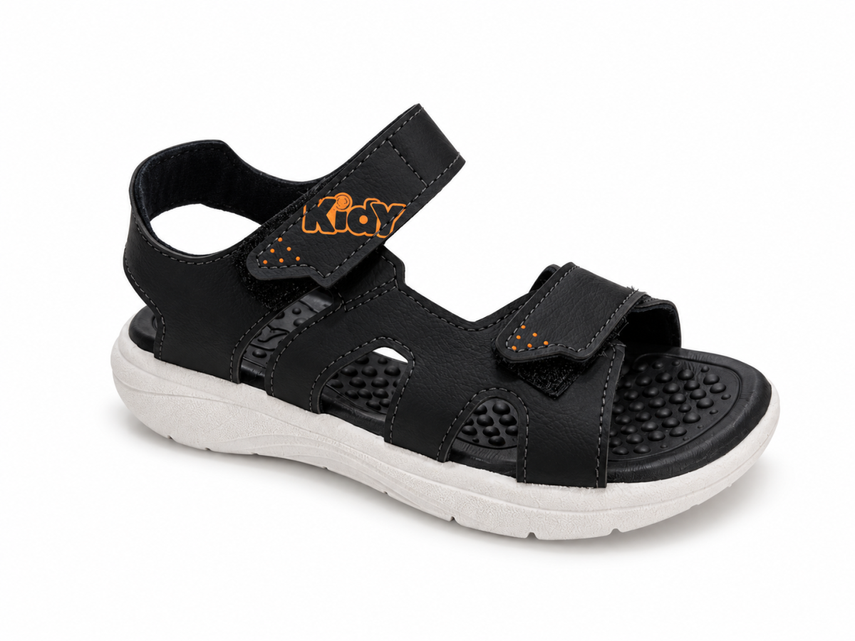 Kidy sandalia gris oscuro con naranja