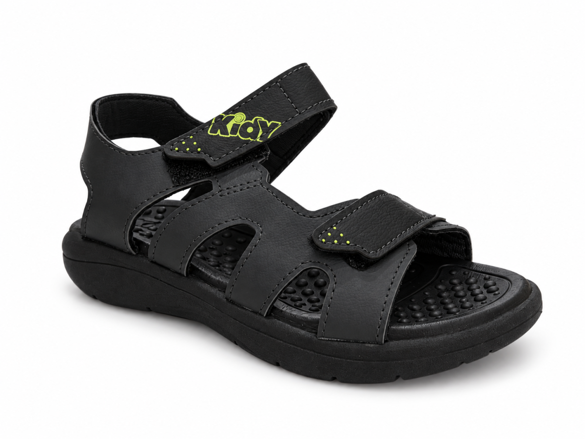 Kidy sandalia gris oscuro con verde